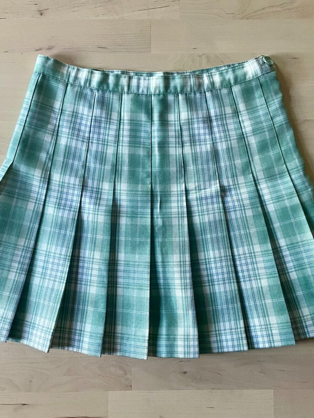 Teddy Fresh Women's Green & White Plaid Pleated Short Skirt size Small